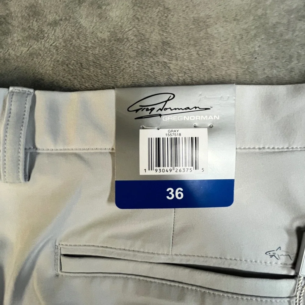 Greg Norman Golf Shorts Mens 36 Gray Tech Performance Stretch Zipper Pocket NEW